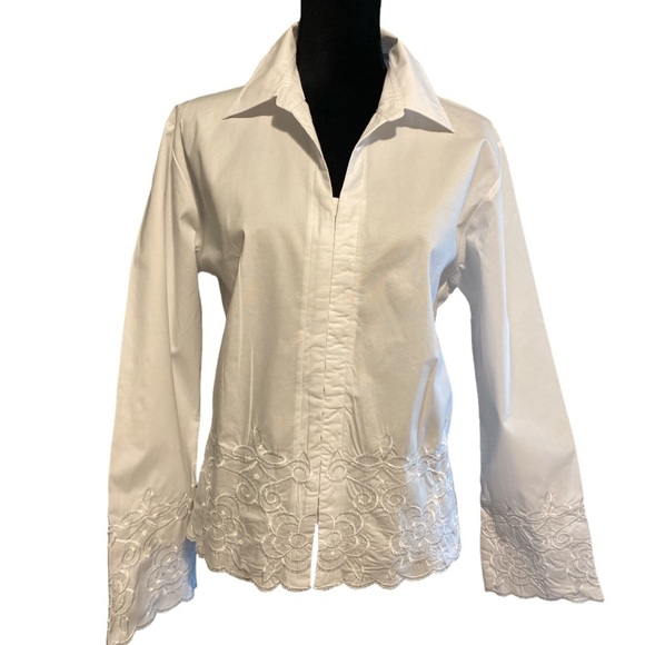 Crossing Pointe Tops Nwt Xl Crossing Point Appliqu White Top Poshmark